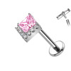 Titanium Labret Piercing with Square Crystal