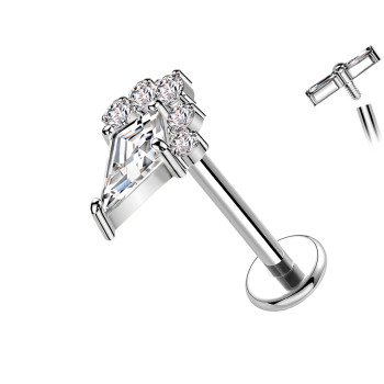 Titanium Labret Piercing with Pointed Crystal