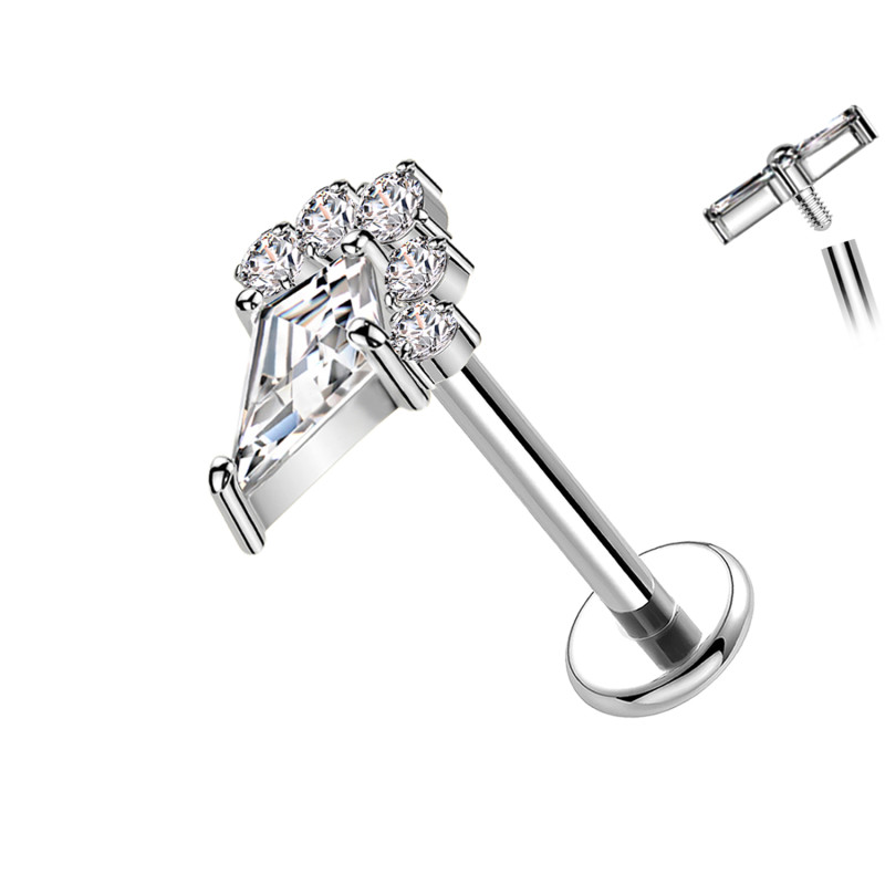 Titanium Labret Piercing with Pointed Crystal