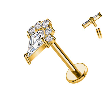 Titanium Labret Piercing with Pointed Crystal