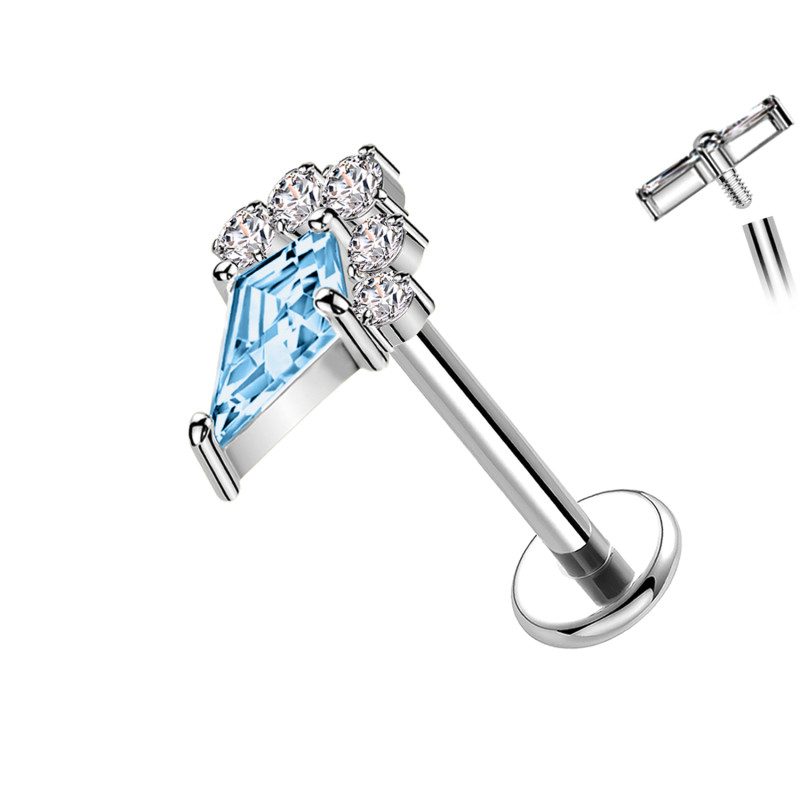 Titanium Labret Piercing with Pointed Crystal