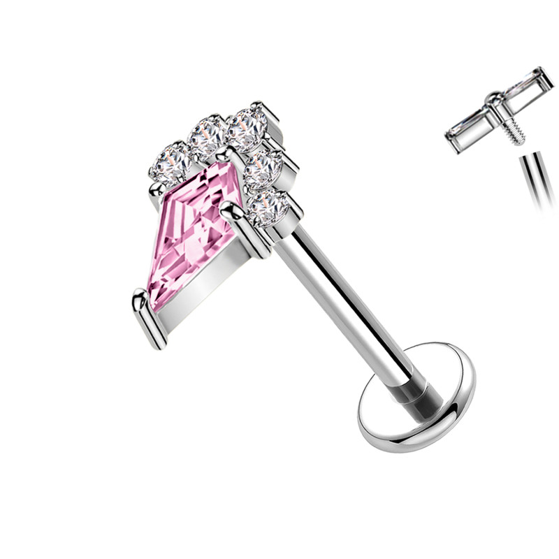 Titanium Labret Piercing with Pointed Crystal