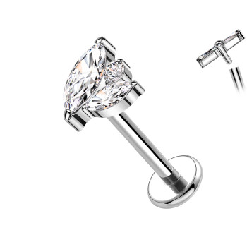 Piercing Labret in Titanio con Cristallo a Forma di Foglia