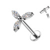 Titanium Labret Piercing with Flower-Shaped Crystal