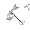 Titanium Labret Piercing with Flower-Shaped Crystals