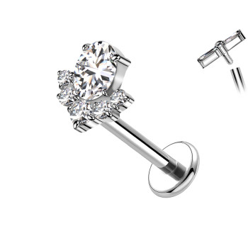 Piercing Labret in Titanio con Cristalli a Grappolo