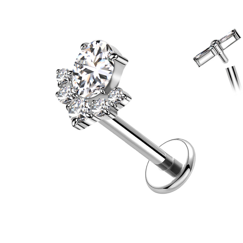 Piercing Labret in Titanio con Cristalli a Grappolo