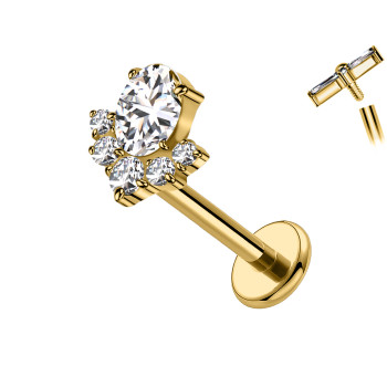 Piercing Labret in Titanio con Cristalli a Grappolo