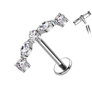 Piercing Labret in Titanio con Cristalli Lineari