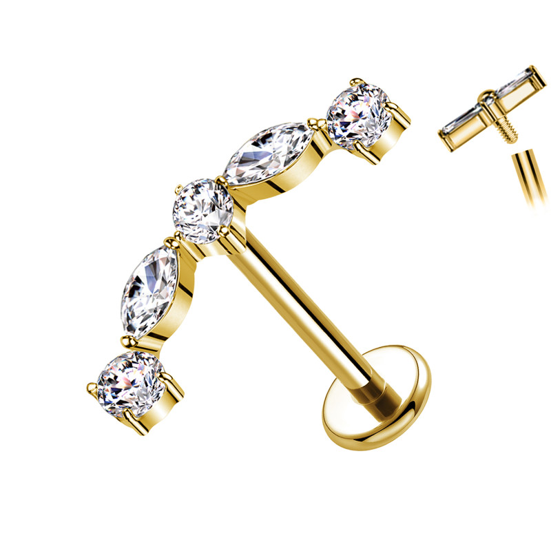 Piercing Labret in Titanio con Cristalli Lineari