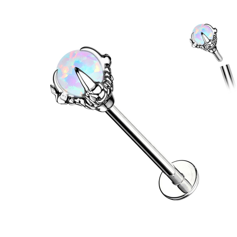 Piercing Labret in Titanio con Cristallo Opale
