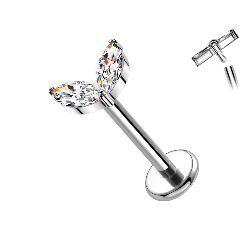 Piercing Labret in Titanio con Cristallo