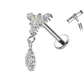 Piercing Labret in Titanio con Cristallo
