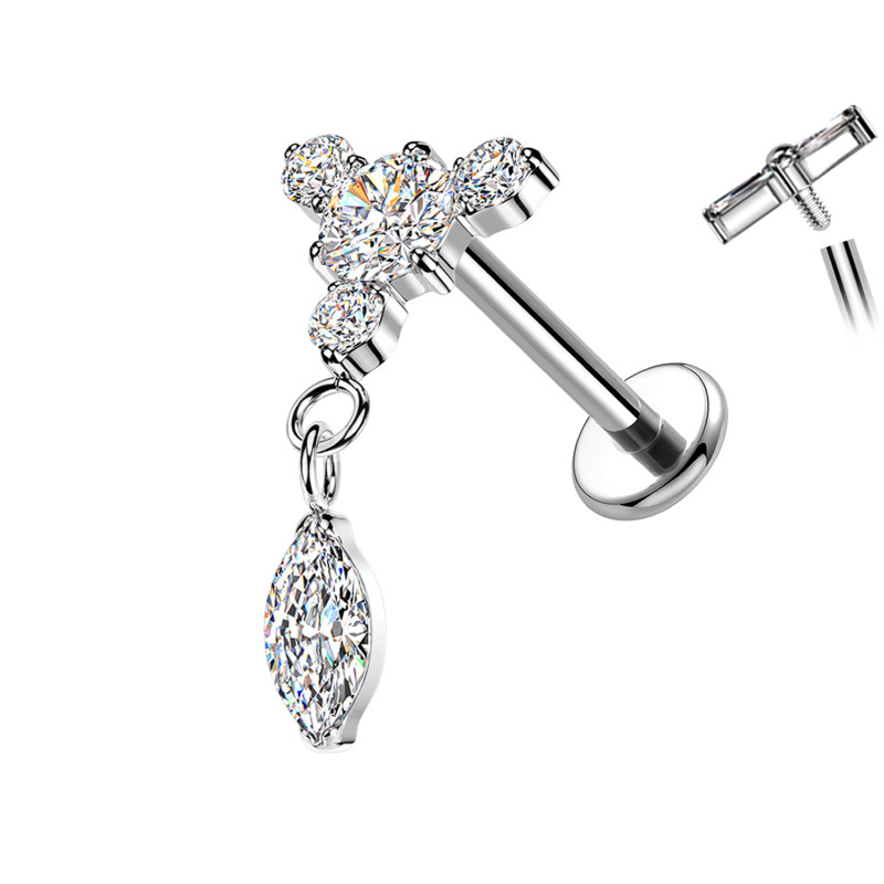Piercing Labret in Titanio con Cristallo