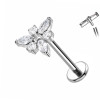 Titanium Labret Piercing with Round and Navette Crystals