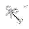 Piercing Labret in Titanio con Fiocco e Cristallo