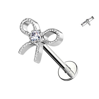 Piercing Labret in Titanio con Fiocco e Cristallo
