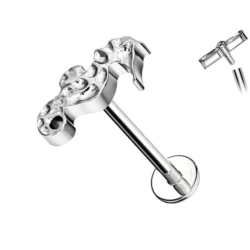 Piercing Labret in Titanio con Cavalluccio Marino