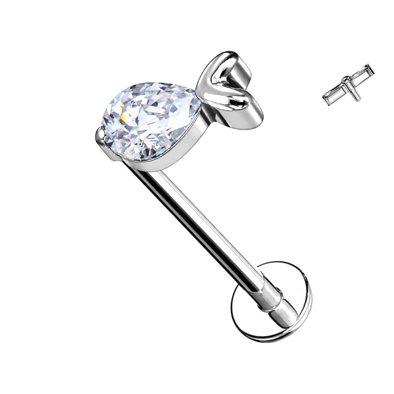 Piercing Labret in Titanio con Pesce e Cristallo
