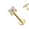 Piercing Labret con Fiore a Quattro Cristalli in Titanio