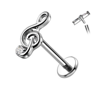 Labret in Titanio con Nota Musicale e Cristallo