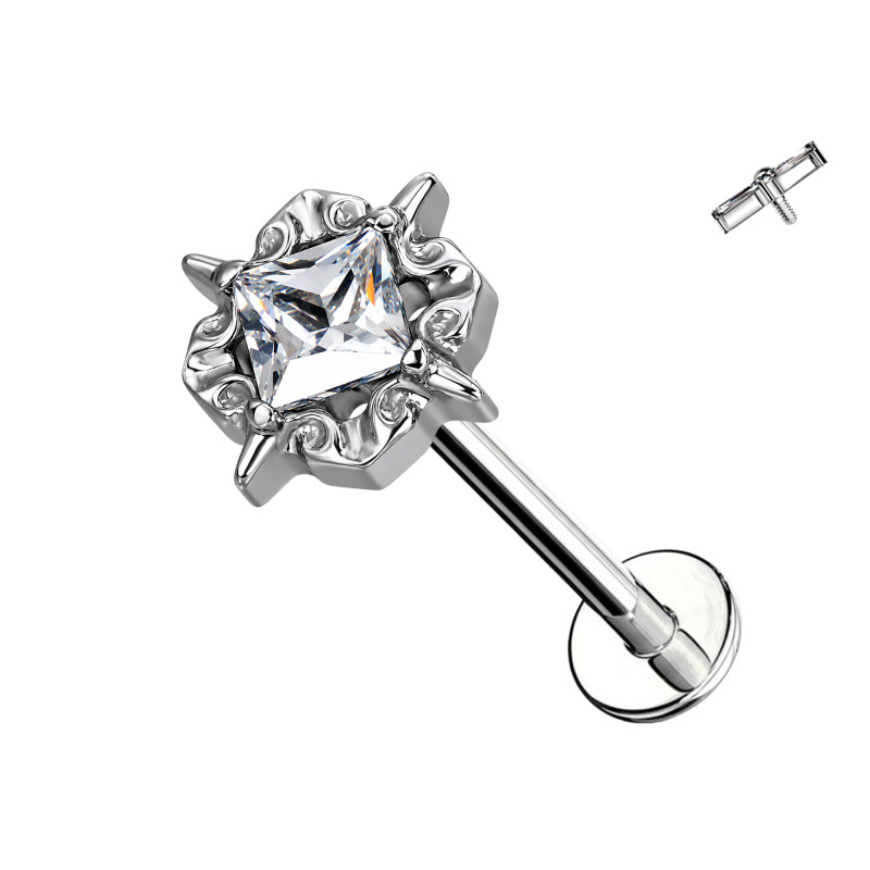 Piercing Labret in Titanio con Cristallo Barocco