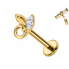 Piercing Labret in Titanio con Coniglietto Stilizzato e Cristallo