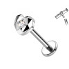 Piercing Labret in Titanio con Cuore e Cristallo