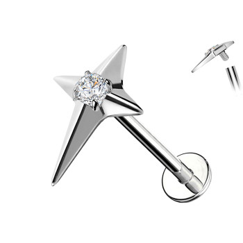 Piercing Labret in Titanio con Stella Polare e Cristallo
