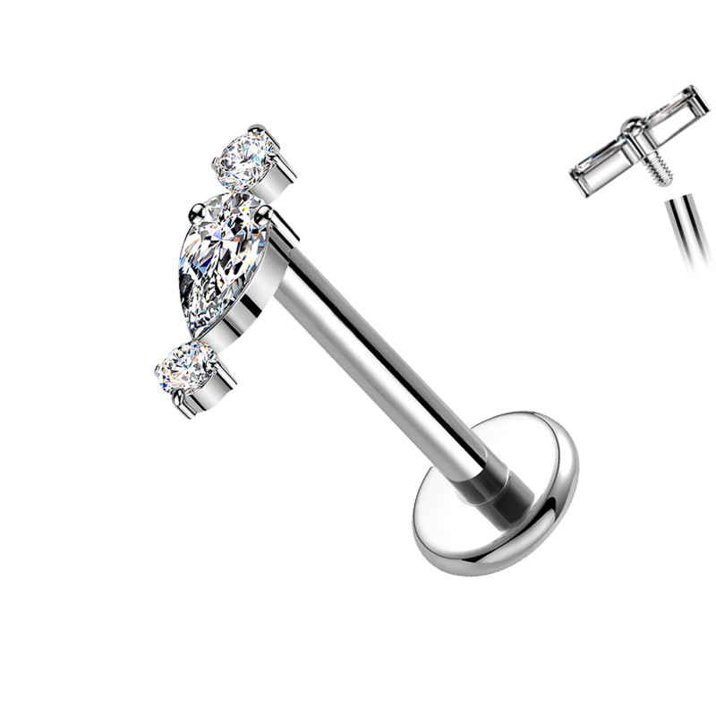 Titanium Labret with Teardrop Crystals