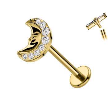 Labret in Titanio con Luna e Cristalli
