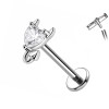 Titanium Labret with Heart and Cat