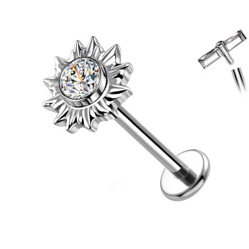 Piercing Labret in Titanio con Sole e Cristallo