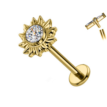 Piercing Labret in Titanio con Sole e Cristallo