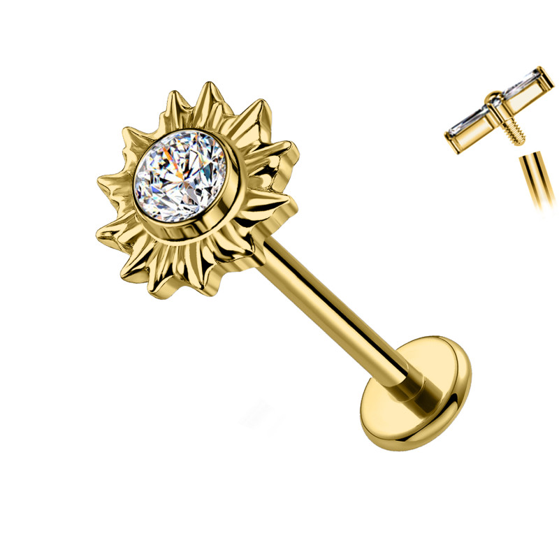 Piercing Labret in Titanio con Sole e Cristallo