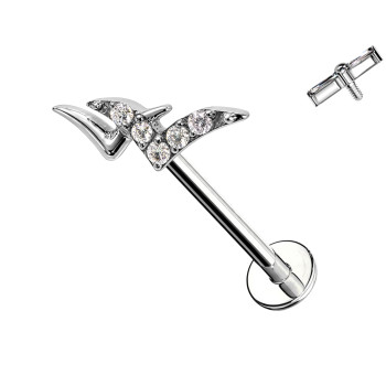 Piercing Labret in Titanio con Ali e Cristalli