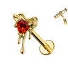 Piercing Labret con Cuore Gocciolante e Cristalli in Titanio