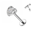 Piercing Labret Cuore con Cristallo in Titanio