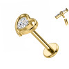 Piercing Labret Cuore con Cristallo in Titanio