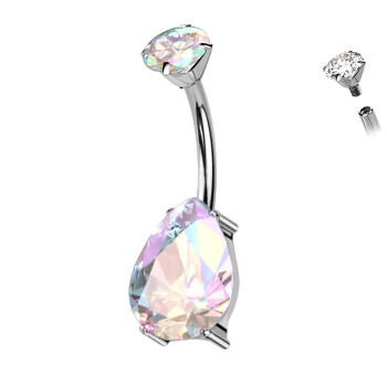 Belly button piercing with double Crystals in Titanium