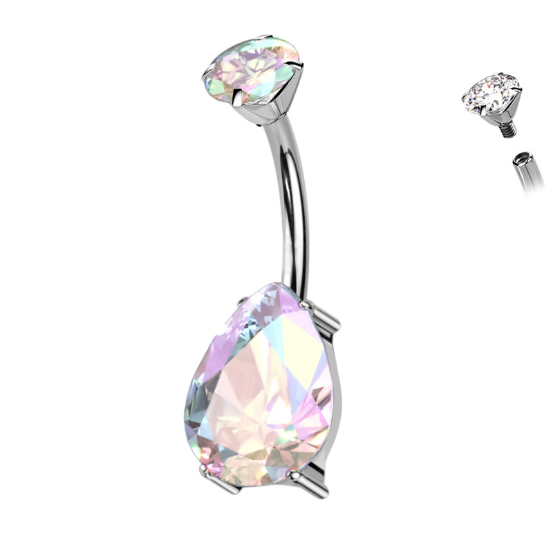 Piercing Ombelico con doppi Cristalli in Titanio, Ombelico