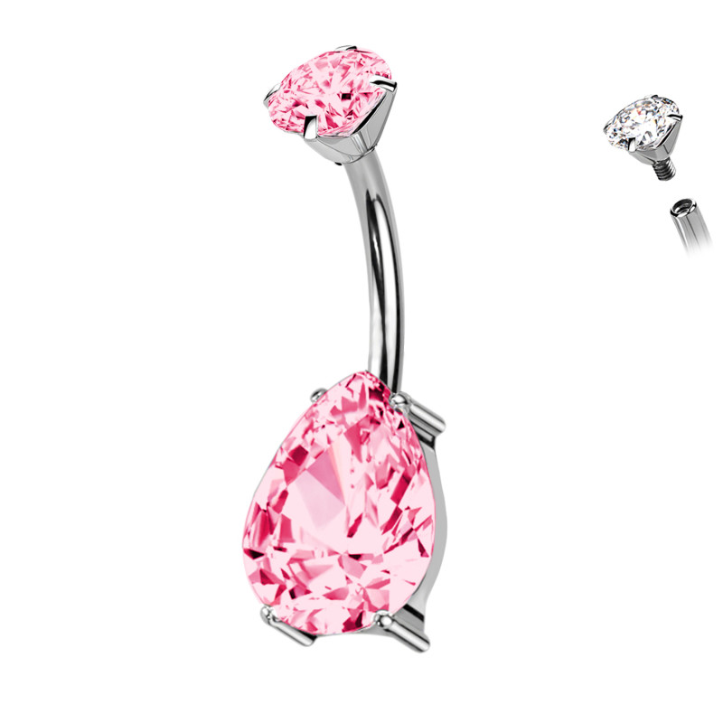 Piercing Ombelico con doppi Cristalli in Titanio, Ombelico