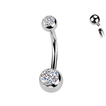 Piercing Ombelico con doppi Cristalli in Titanio-Interna
