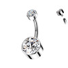 Belly button piercing with double Crystals in Titanium, Navel