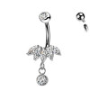Titanium Banana Belly Button Piercing with Crystals and Pendant, Navel
