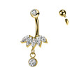 Titanium Banana Belly Button Piercing with Crystals and Pendant, Navel
