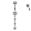 Titanium Banana Belly Button Piercing with Crystals, Navel