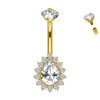 Titanium Banana Belly Button Piercing with Crystals, Navel