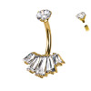Piercing Banana Ombelico con Cristalli a Ventaglio