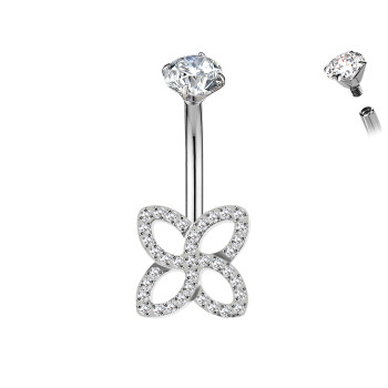 Piercing Ombelico con Farfalla Cristalli in Titanio